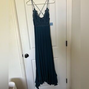 Free People dress! Long turquoise/teal dress. Bralette style top. New with tags!